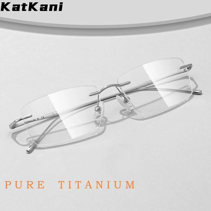 KatKani Women's Rimless Rectangle Titanium Eyeglasses K9632 Rimless KatKani Eyeglasses   