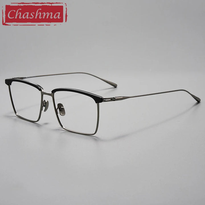 Chashma Ottica Unisex Full Rim Square Brow Line Titanium Eyeglasses 39887