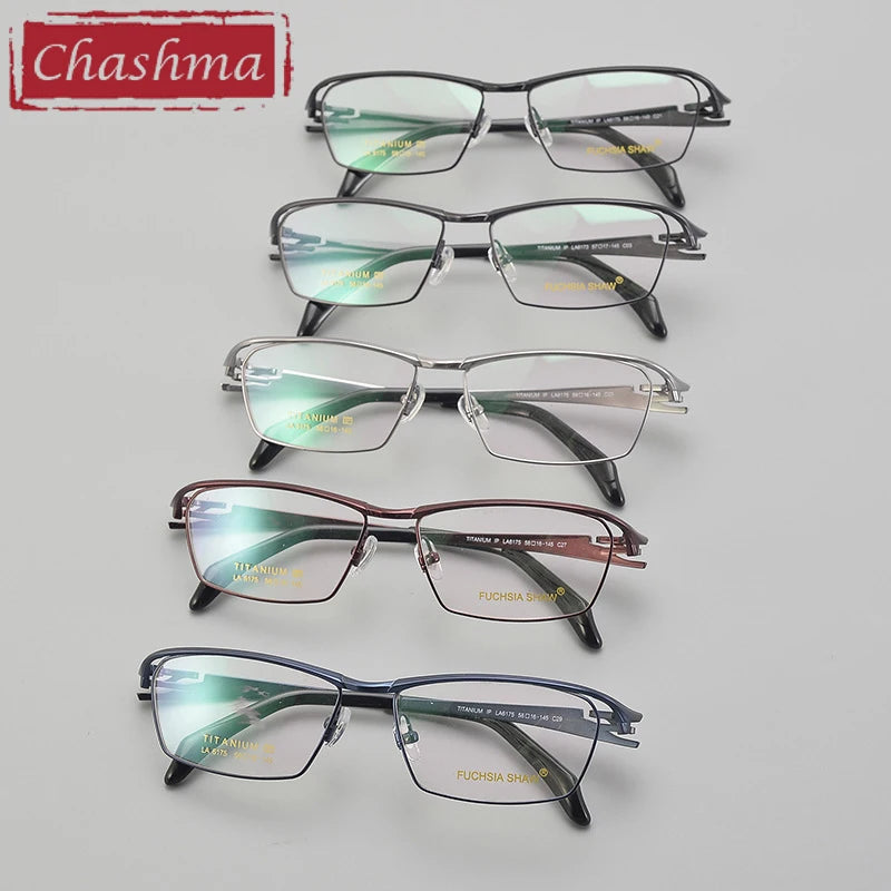 Chashma Unisex Full Rim Square Brow Line Titanium Eyeglasses 6175 Full Rim Chashma   