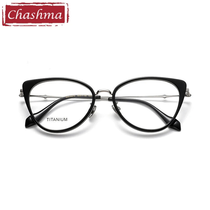 Chashma Ottica Women's Full Rim Cat Eye Acetate Titanium Eyeglasses 36660