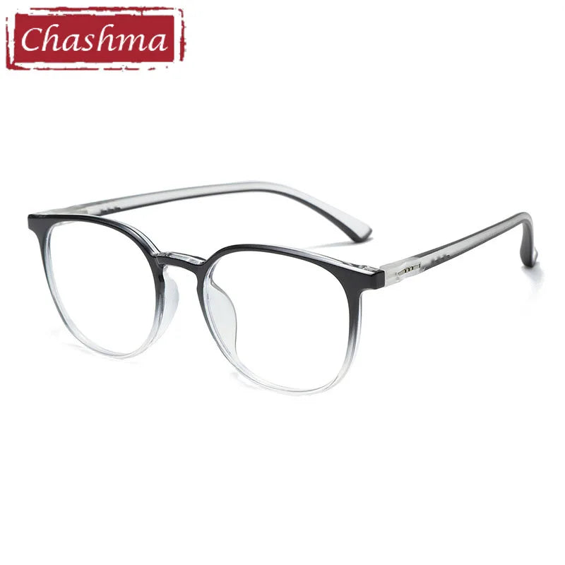 Chashma Unisex Full Rim Round Tr 90 Titanium Eyeglasses 81364 Full Rim Chashma Black Transparent  