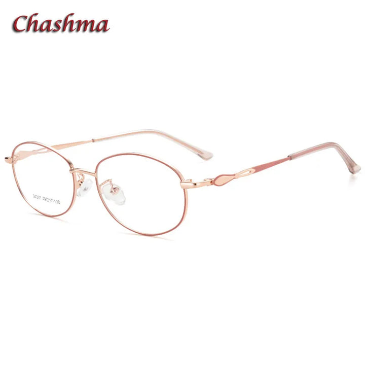 Chashma Ochki Women's Full Rim Oval Stainless Steel Eyeglasses 34397 Full Rim Chashma Ochki Rose Gold-Pink-C6  