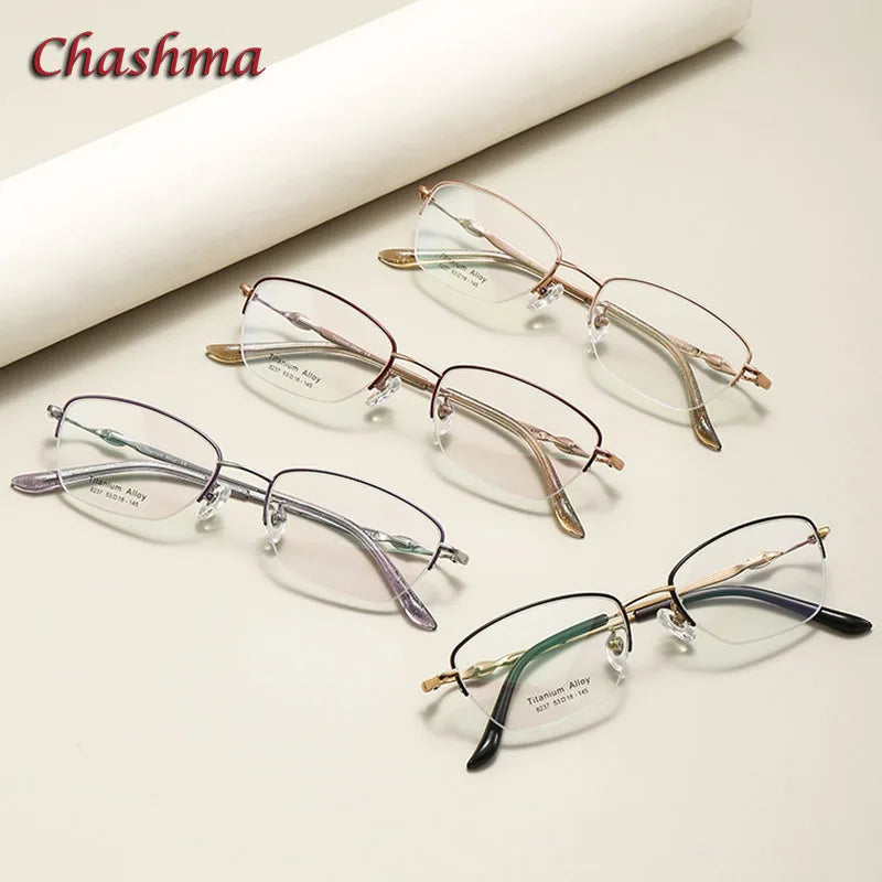 Chashma Ochki Women's Semi Rim Square Titanium Eyeglasses 8237 Semi Rim Chashma Ochki   