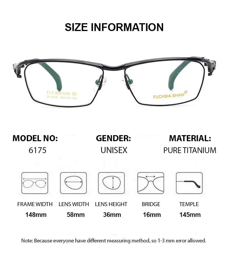 Chashma Unisex Full Rim Square Brow Line Titanium Eyeglasses 6175 Full Rim Chashma   