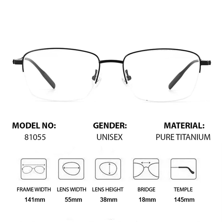 Chashma Men's Semi Rim Polygon Square Titanium Eyeglasses 781055