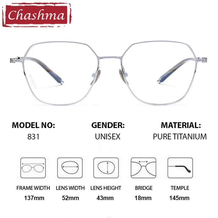Chashma Ottica Women's Full Rim Polygon Square Titanium Eyeglasses 62831