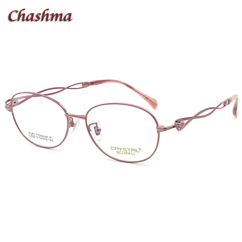 Chashma Ochki Women's Full Rim Oval Titanium Eyeglasses 33613 Full Rim Chashma Ochki Rose Red  