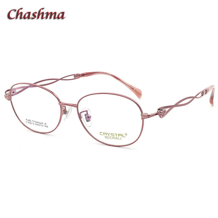 Chashma Ochki Women's Full Rim Oval Titanium Eyeglasses 33613 Full Rim Chashma Ochki Rose Red  