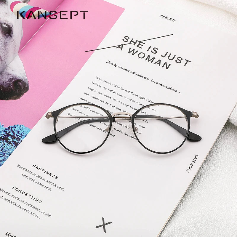 Kansept Women's Full Rim Round Stainless Steel Eyeglasses K0024 Full Rim Kansept   