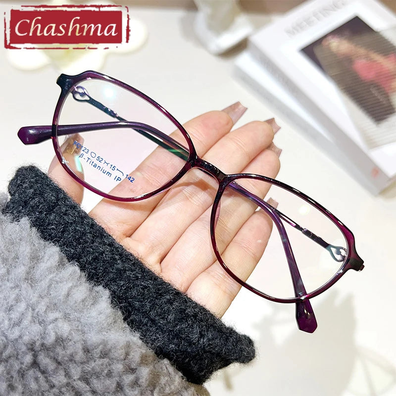 Chashma Ottica Women's Full Rim Oval Tr 90 Titantium Eyeglasses 37123