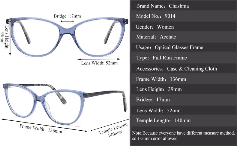Chashma Ochki Women's Full Rim Square Acetate Eyeglasses 319014