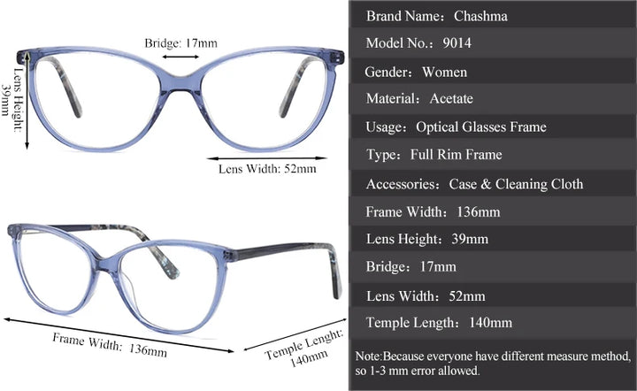 Chashma Ochki Women's Full Rim Square Acetate Eyeglasses 319014