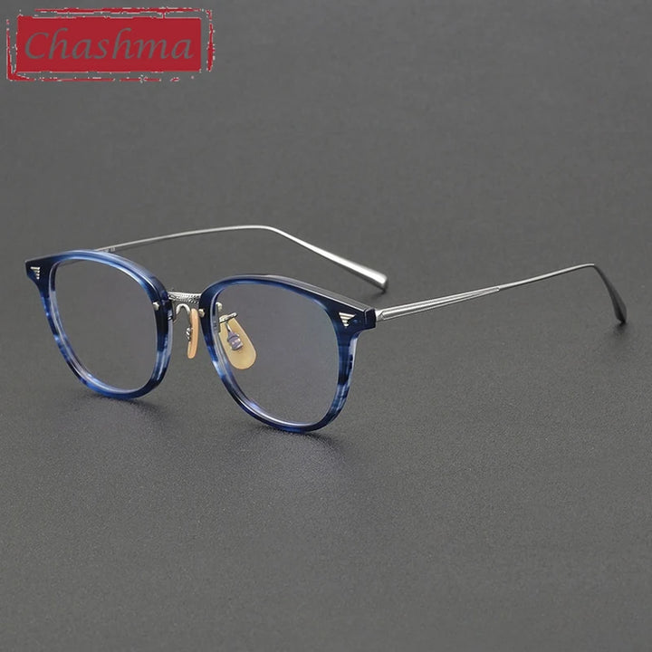 Chashma Ochki Unisex Full Rim Square Acetate Titanium Eyeglasses 936548