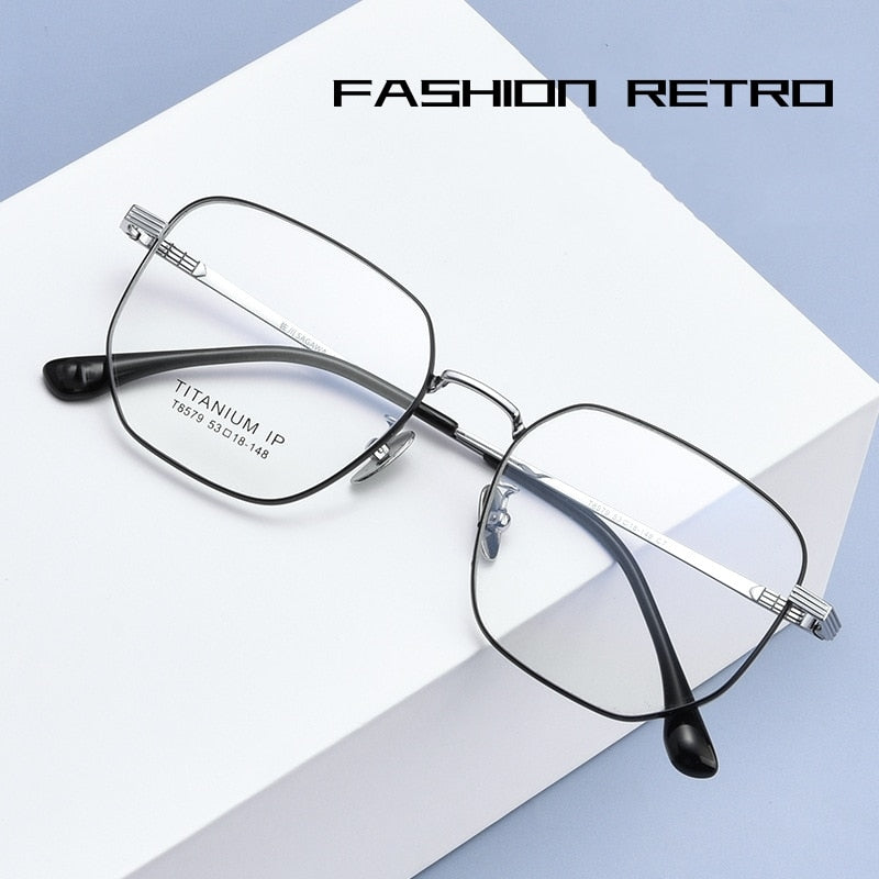 Yimaruili Unisex Full Rim Polygonal Titanium Alloy Eyeglasses n80006 Full Rim Yimaruili Eyeglasses   