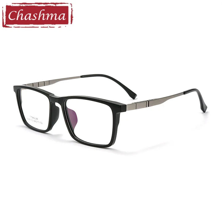 Chashma Unisex Full Rim Big Square Titanium Tr 90 Eyeglasses 61010 Full Rim Chashma Matte Black  