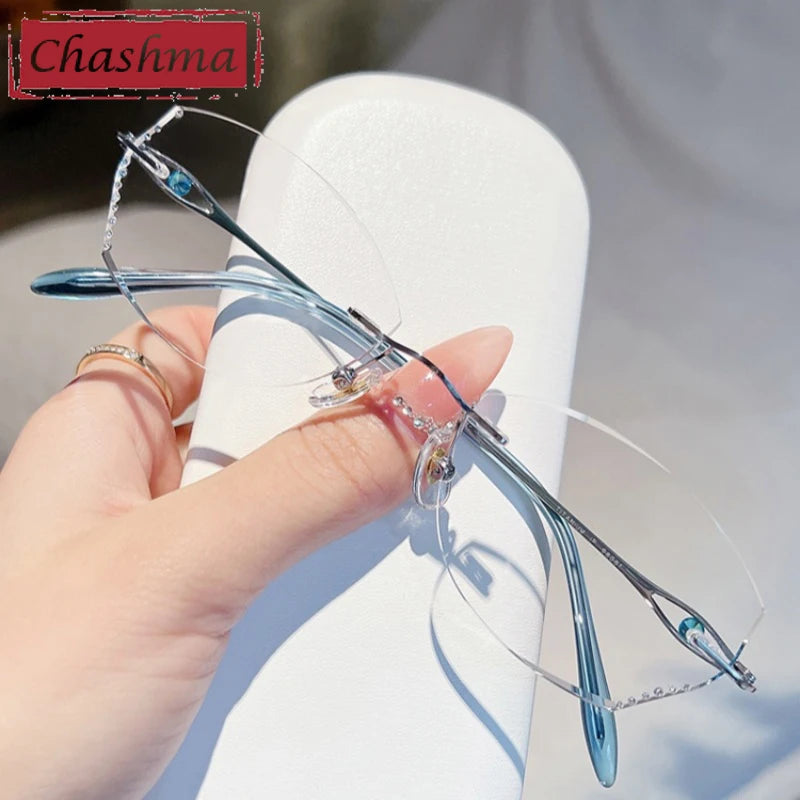 Chashma Women's Rimless Oval Butterfly Titanium Eyeglasses 698081