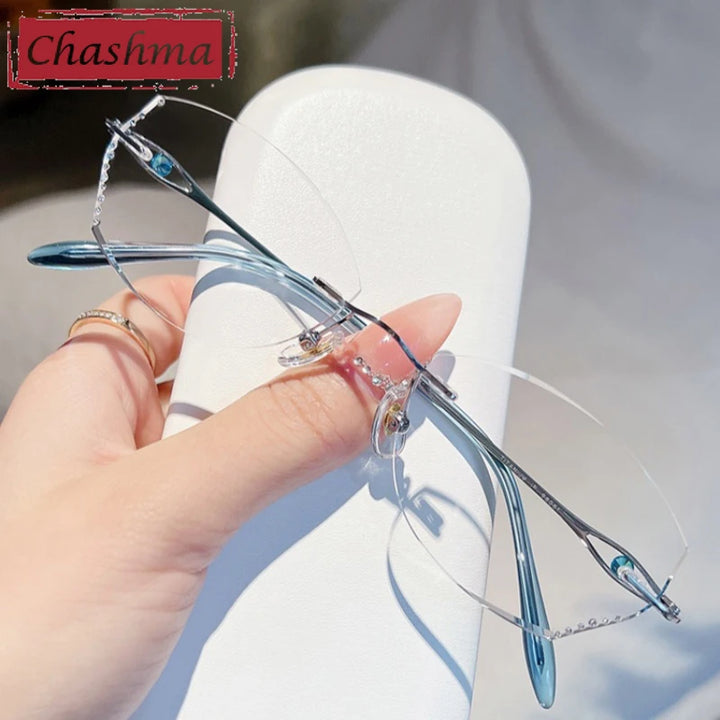 Chashma Women's Rimless Oval Butterfly Titanium Eyeglasses 698081