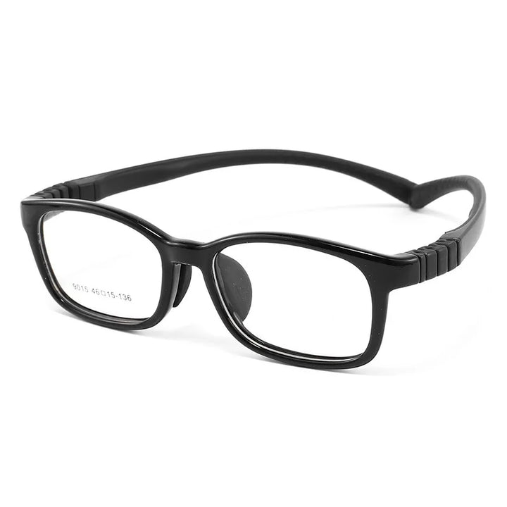 Yimaruili Unisex Youth's Full Rim Square Tr 90 Silicone Eyeglasses Y9015 Full Rim Yimaruili Eyeglasses Black  