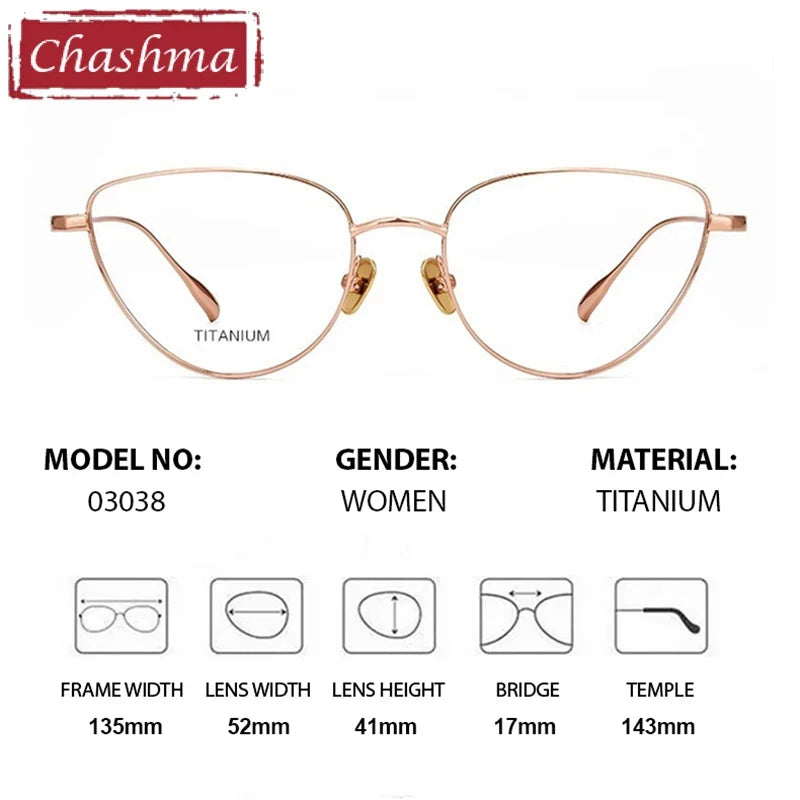 Chashma Ochki Women's Full Rim Oval Cat Eye Titanium Eyeglasses 603038