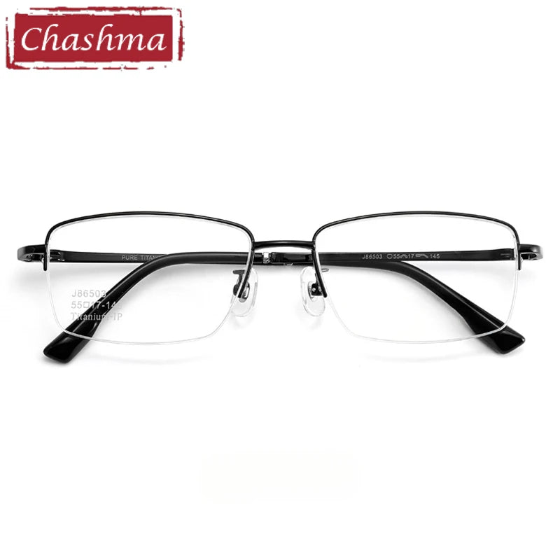 Chashma Ochki Unisex Semi Rim Square Titanium Eyeglasses 986503
