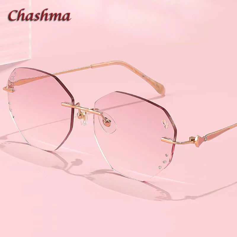 Chashma Ochki Women's Rimless Flat Top Oval Titanium Eyeglasses 16087 Rimless Chashma Ochki   