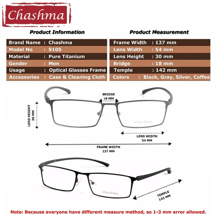 Chashma Women's Full Rim Polygon Square Titanium Eyeglasses 889105