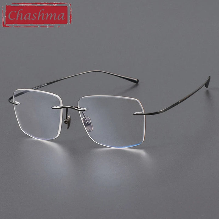 Chashma Ottica Unisex Rimless Oval Square Titanium Eyeglasses 401819