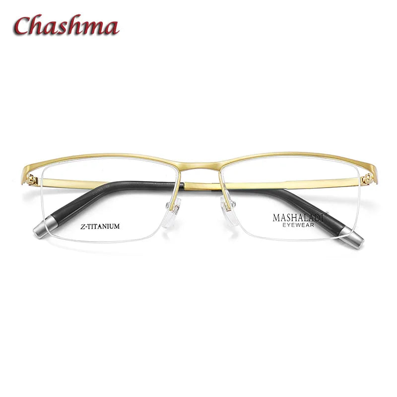 Chashma Ochki Men's Semi Rim Brow Line Titanium Eyeglasses 27803 Semi Rim Chashma Ochki   