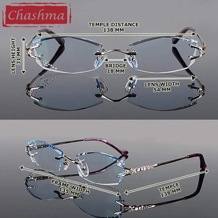 Chashma Ochki Women's Rimless Oval Square Titanium Eyeglasses 961006