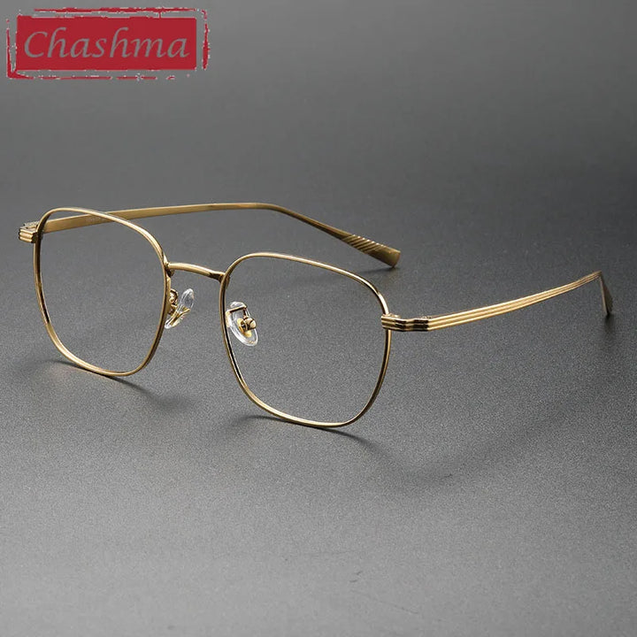 Chashma Unisex Full Rim Square Alloy Eyeglasses 19013 Full Rim Chashma Gold  