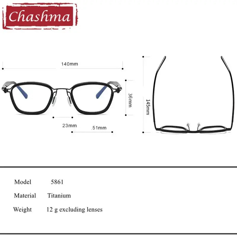Chashma Ottica Unisex Full Rim Square Acetate Titanium Eyeglasses 795861 FuzWeb