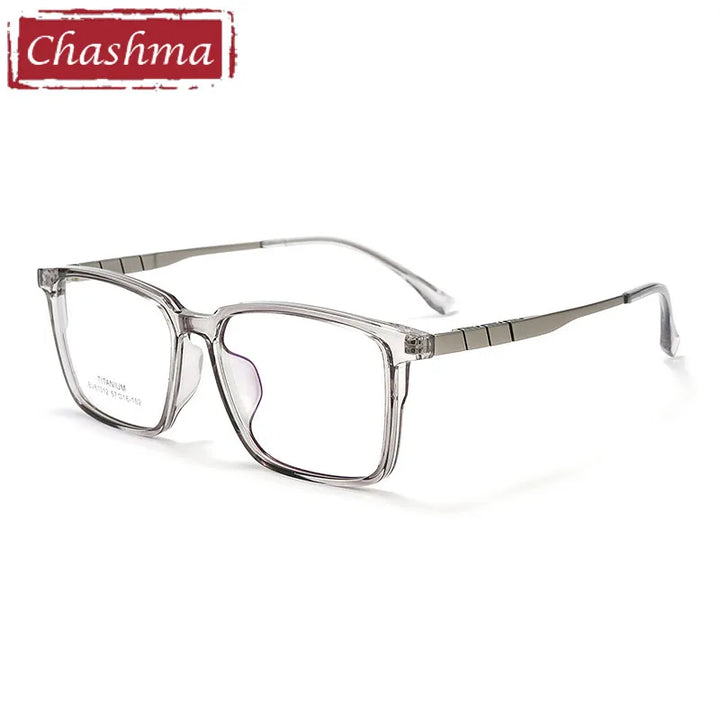 Chashma Unisex Full Rim Big Square Tr 90 Titanium Eyeglasses 61012 Full Rim Chashma Transparent Gray  