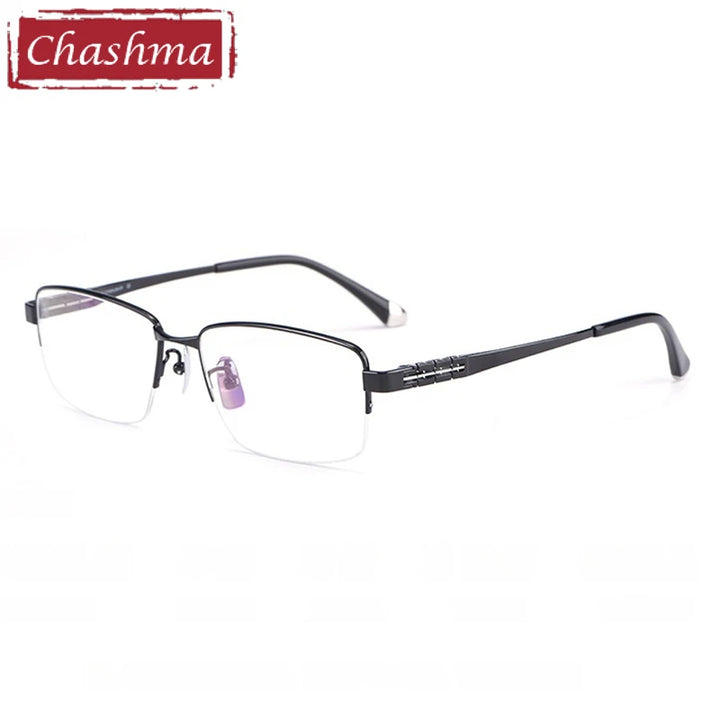 Chashma Ochki Unisex Semi Rim Square Titanium Eyeglasses 880038