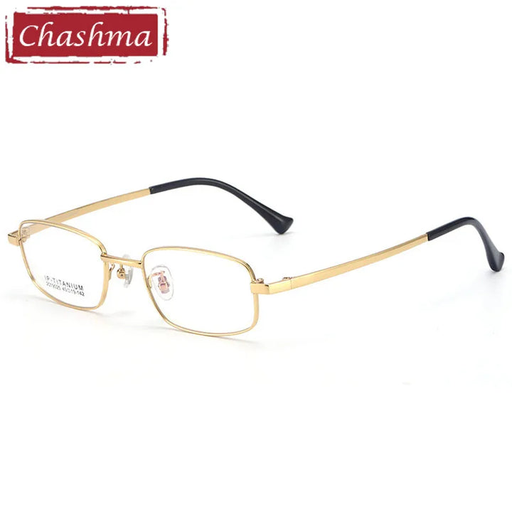 Chashma Ottica Unisex Full Rim Square Titanium Eyeglasses 9025 Full Rim Chashma Ottica Gold  