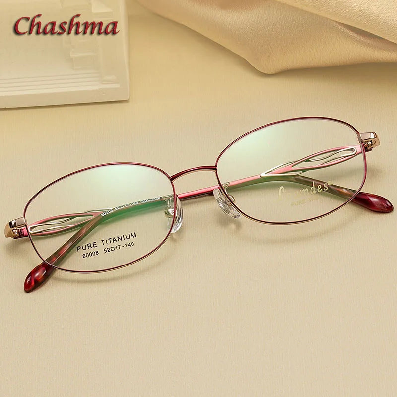 Chashma Ochki Women's Full Rim Oval Square Titanium Eyeglasses 6008 Full Rim Chashma Ochki   