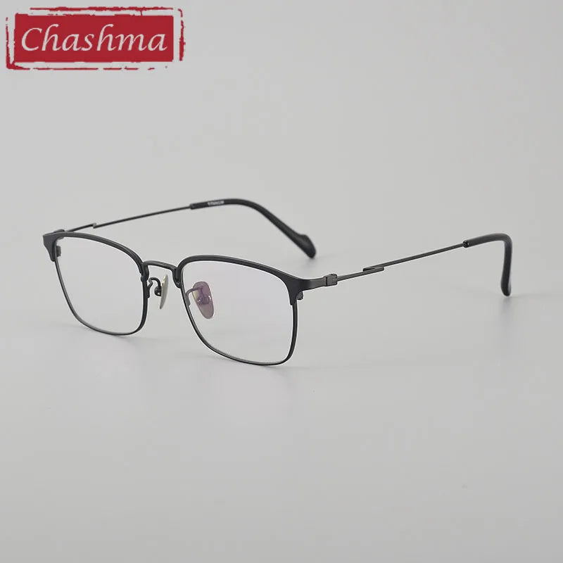 Chashma Unisex Full Rim Square Acetate Titanium Eyeglasses 250050 Full Rim Chashma Black  