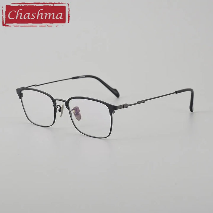 Chashma Unisex Full Rim Square Acetate Titanium Eyeglasses 250050 Full Rim Chashma Black  