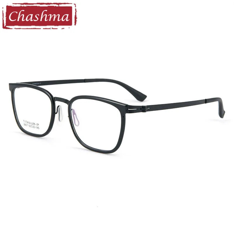 Chashma Unisex Full Rim Square Titanium Tr 90 Eyeglasses 8807 Full Rim Chashma Black  