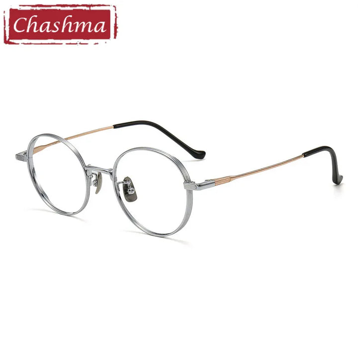 Chashma Unisex Full Rim Round Titanium Eyeglasses 2041 Full Rim Chashma Silver-Gold  