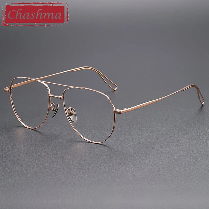Chashma Ochki Unisex Full Rim Oval Double Bridge Titanium-Alloy Eyeglasses 881016