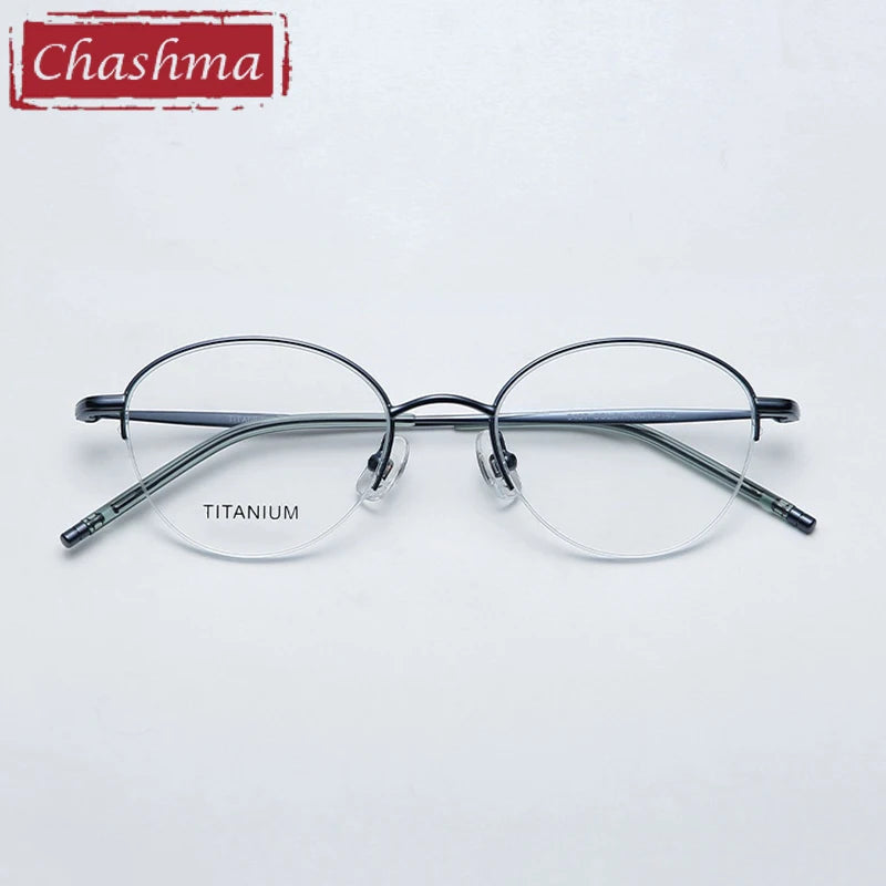Chashma Ottica Women's Semi Rim Round Oval Titanium Eyeglasses 72948