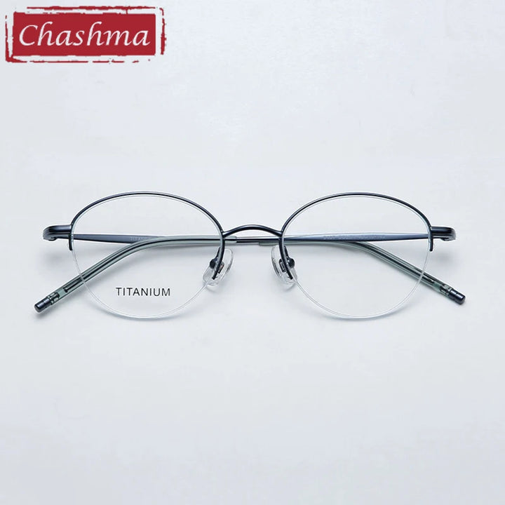 Chashma Ottica Women's Semi Rim Round Oval Titanium Eyeglasses 72948