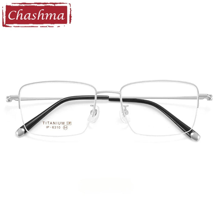 Chashma Ochki Unisex Semi Rim Polygon Square Titanium Eyeglasses 966310