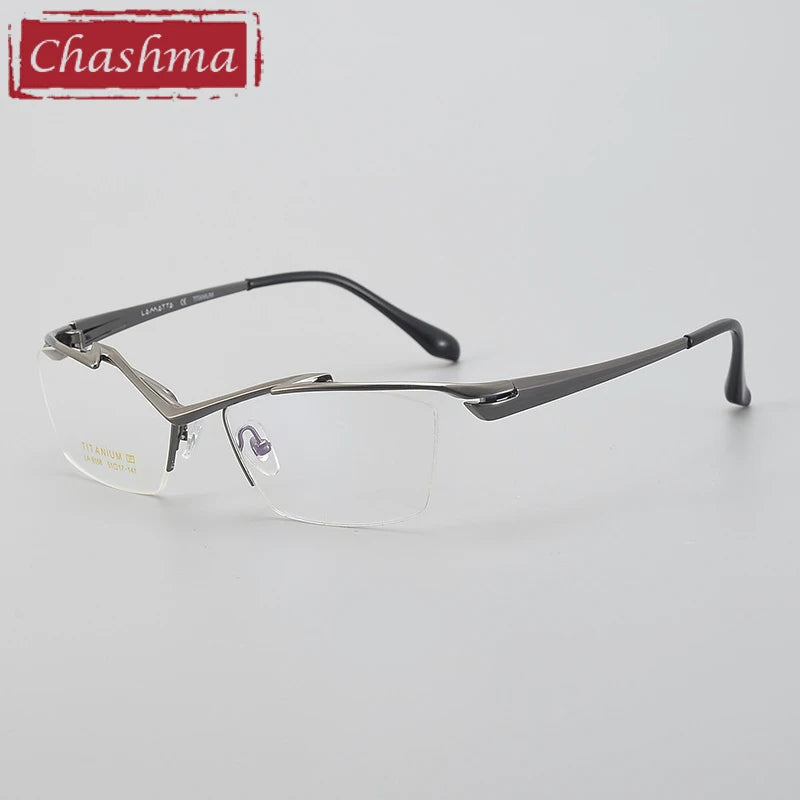 Chashma Men's Semi Rim Square Brow Line Titanium Eyeglasses 586158