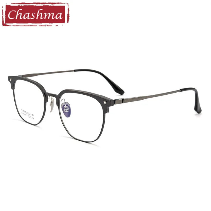 Chashma Unisex Full Rim Square Aluminum Magnesium Titanium Eyeglasses 9207 Full Rim Chashma Gun-Silver  