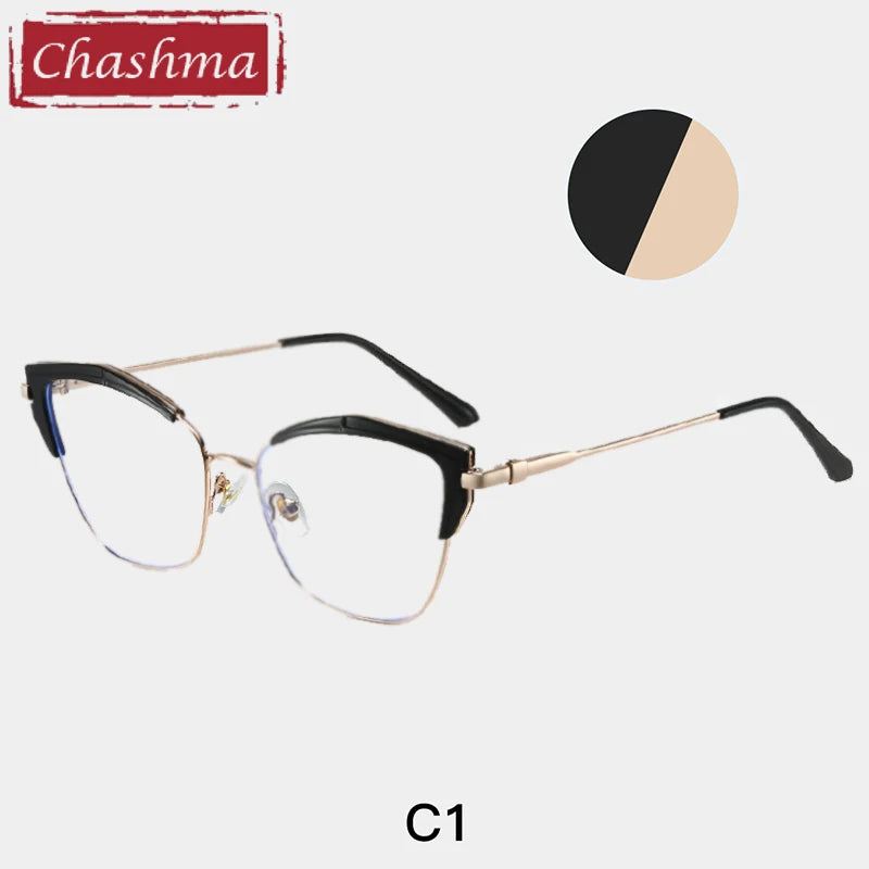 Chashma Women's Full Rim Square Cat Eye Tr 90 Alloy Eyeglasses 87325 Full Rim Chashma C1  