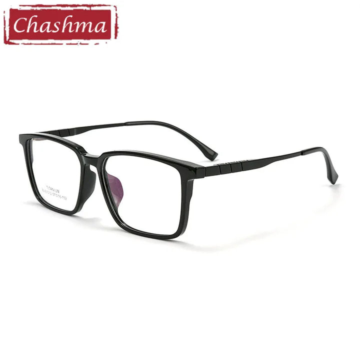 Chashma Unisex Full Rim Big Square Tr 90 Titanium Eyeglasses 61012 Full Rim Chashma Bright Black  