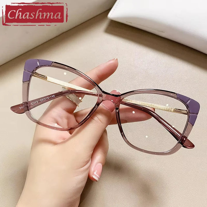 Chashma Women's Full Rim Square Cat Eye Tr 90 Alloy Eyeglasses 75721