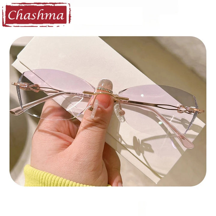 Chashma Women's Rimless Oval Butterfly Titanium Eyeglasses 698112