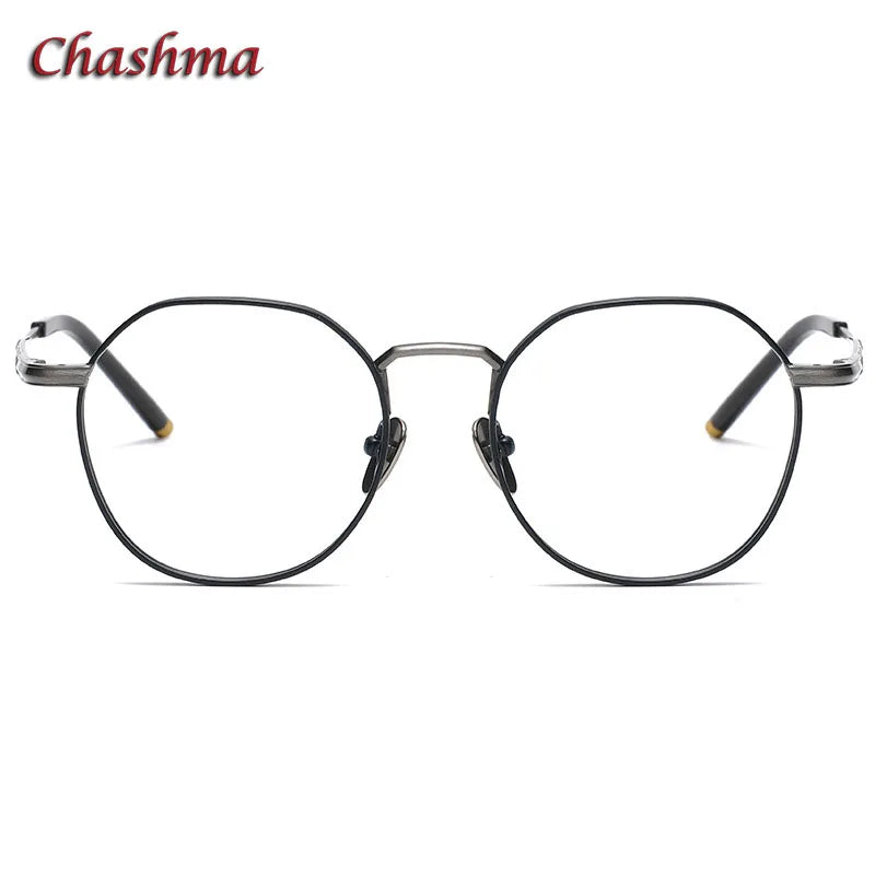 Chashma Ochki Unisex Full Rim Irregular Round Titanium Eyeglasses 1309 Full Rim Chashma Ochki   